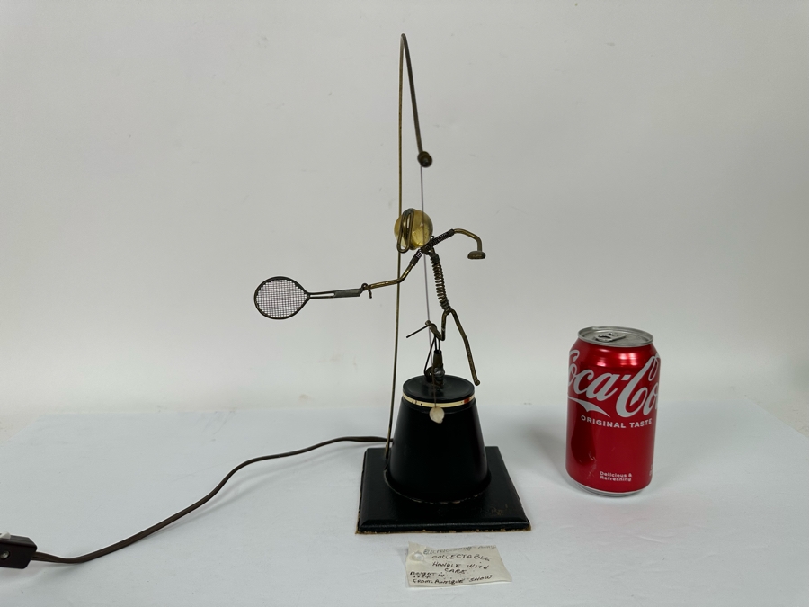 Gordon Bradt (1924-2022, American) Signed Working Mechanical Electrical Automaton Kinetic Sculpture Swinging Racket Tennis Player Kinetico Studios 7W X 13H - Will Post Video [Photo 6]
