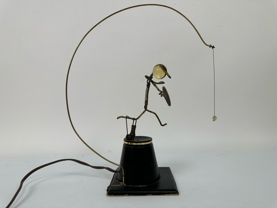 Gordon Bradt (1924-2022, American) Signed Working Mechanical Electrical Automaton Kinetic Sculpture Swinging Racket Tennis Player Kinetico Studios 7W X 13H - Will Post Video [Photo 12]