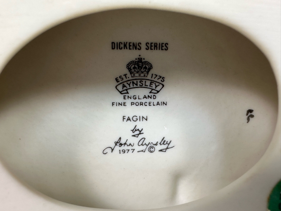 Signed Dickens Series Fagin Fine Porcelain Figurine By Aynsley (John Aynsley) 1977 Signed By Michael Aynsley 5W X 3.5D X 9H [Photo 19]