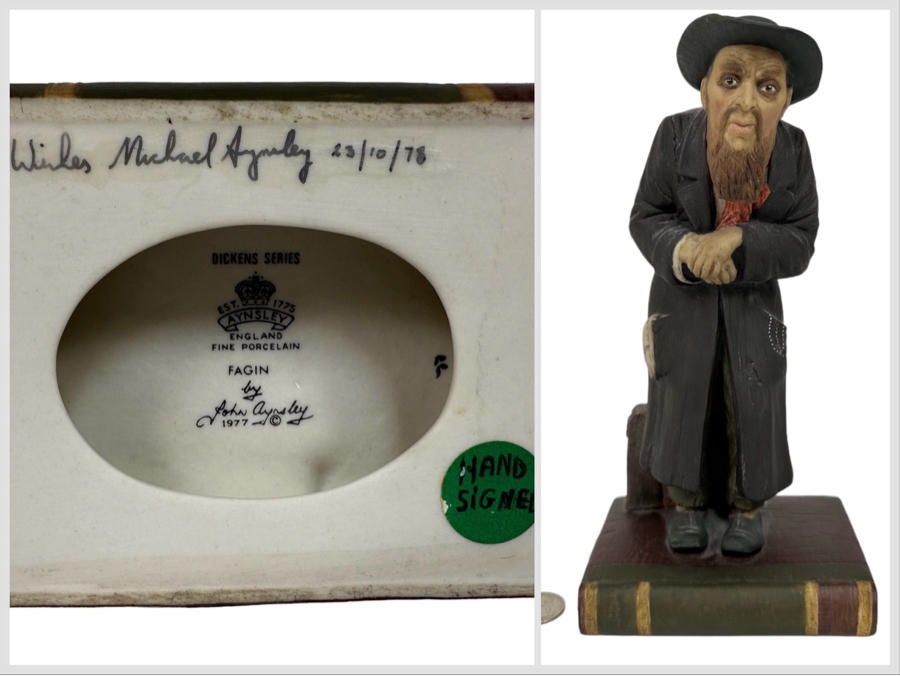 Signed Dickens Series Fagin Fine Porcelain Figurine By Aynsley (John Aynsley) 1977 Signed By Michael Aynsley 5W X 3.5D X 9H