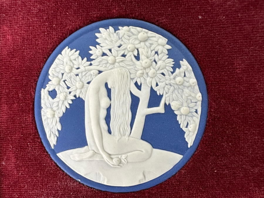 Pair Of Wedgwood Collectible Plates Of Adam & Eve By Anna Zinkeisen Nicely Display In A Wooden Frame From The Wedgwood Collectors Society [Photo 6]