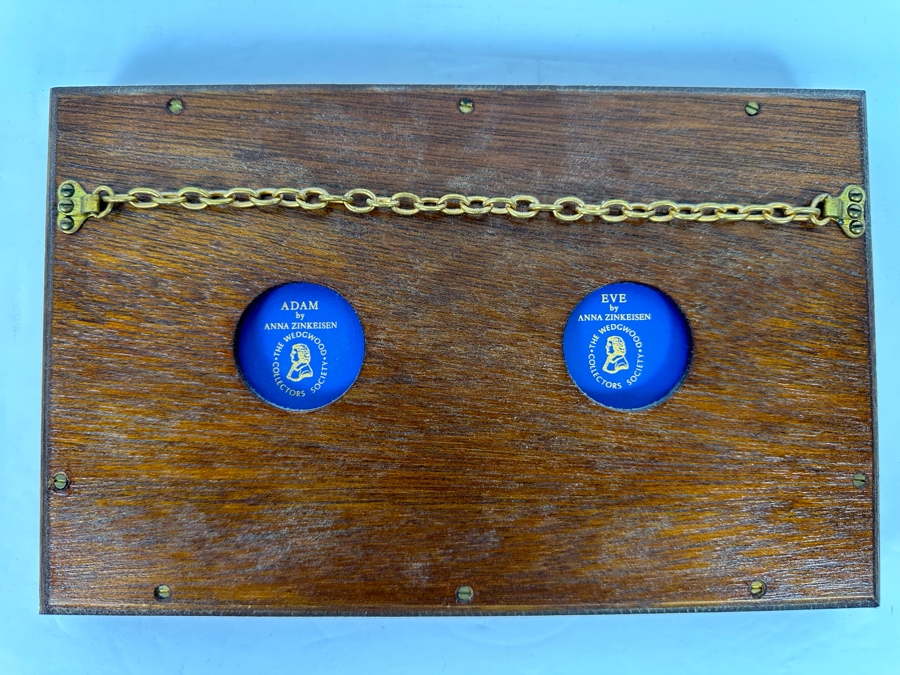 Pair Of Wedgwood Collectible Plates Of Adam & Eve By Anna Zinkeisen Nicely Display In A Wooden Frame From The Wedgwood Collectors Society [Photo 9]