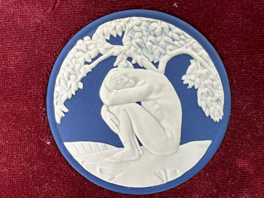 Pair Of Wedgwood Collectible Plates Of Adam & Eve By Anna Zinkeisen Nicely Display In A Wooden Frame From The Wedgwood Collectors Society [Photo 7]