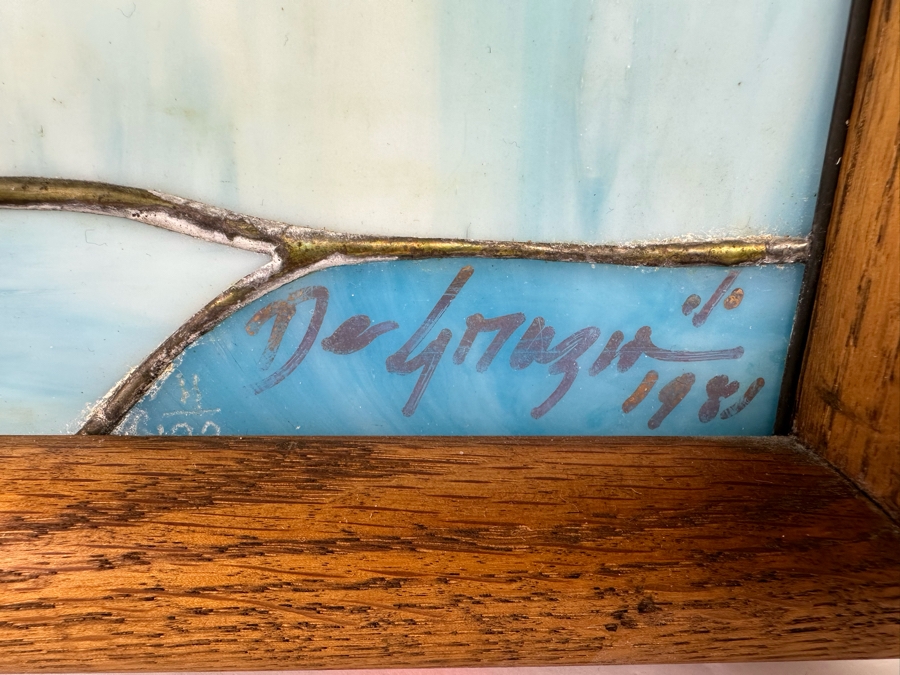 Ted DeGrazia (1909-1982, American) Signed Rare Framed Festival Of Lights Stained Glass Window 1981 Mounted In Backlit Wooden Frame, Rare Signed By Ted DeGrazia In Lower Right 16.5W X 22.5H X 4D [Photo 10]