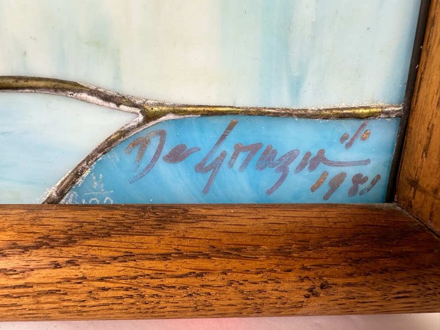 Ted DeGrazia (1909-1982, American) Signed Rare Framed Festival Of Lights Stained Glass Window 1981 Mounted In Backlit Wooden Frame, Rare Signed By Ted DeGrazia In Lower Right 16.5W X 22.5H X 4D [Photo 9]