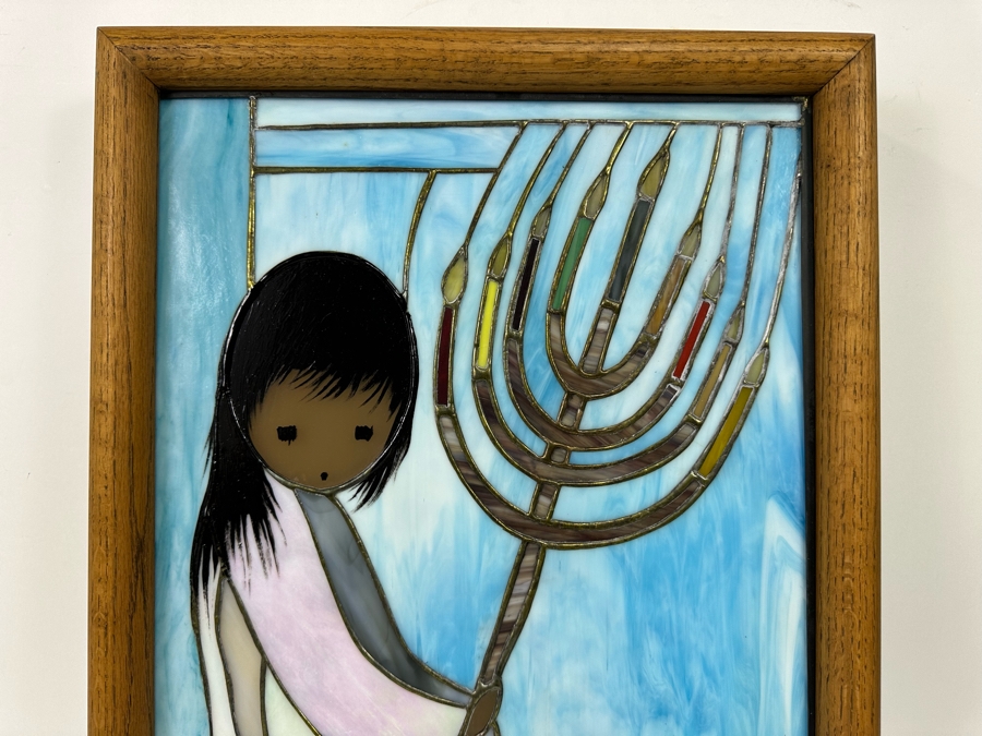 Ted DeGrazia (1909-1982, American) Signed Rare Framed Festival Of Lights Stained Glass Window 1981 Mounted In Backlit Wooden Frame, Rare Signed By Ted DeGrazia In Lower Right 16.5W X 22.5H X 4D [Photo 14]