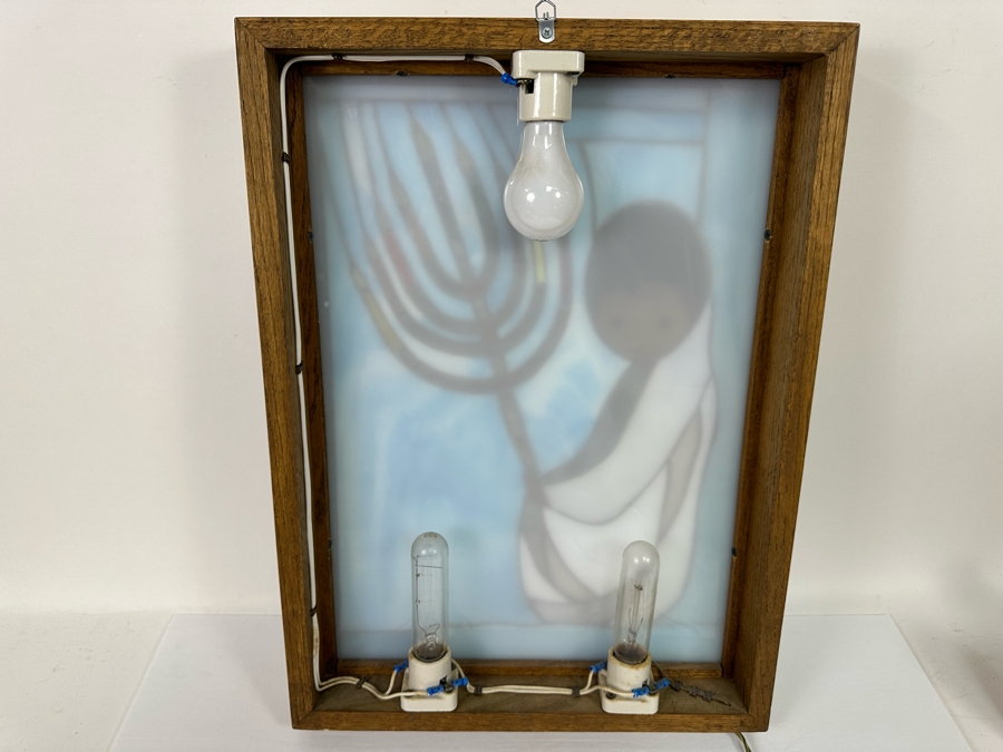 Ted DeGrazia (1909-1982, American) Signed Rare Framed Festival Of Lights Stained Glass Window 1981 Mounted In Backlit Wooden Frame, Rare Signed By Ted DeGrazia In Lower Right 16.5W X 22.5H X 4D [Photo 18]