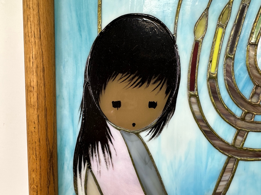 Ted DeGrazia (1909-1982, American) Signed Rare Framed Festival Of Lights Stained Glass Window 1981 Mounted In Backlit Wooden Frame, Rare Signed By Ted DeGrazia In Lower Right 16.5W X 22.5H X 4D [Photo 12]