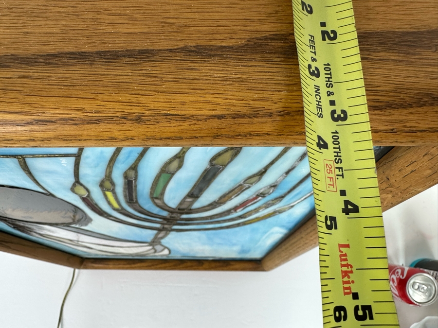 Ted DeGrazia (1909-1982, American) Signed Rare Framed Festival Of Lights Stained Glass Window 1981 Mounted In Backlit Wooden Frame, Rare Signed By Ted DeGrazia In Lower Right 16.5W X 22.5H X 4D [Photo 17]