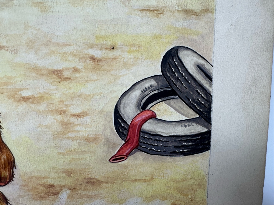 Original Drawing On Board Of Coconut Throwing Monkeys Attacking Japanese Soldiers On The Beach Signed On Verso Verne B. Holdt? 15 X 18 [Photo 10]