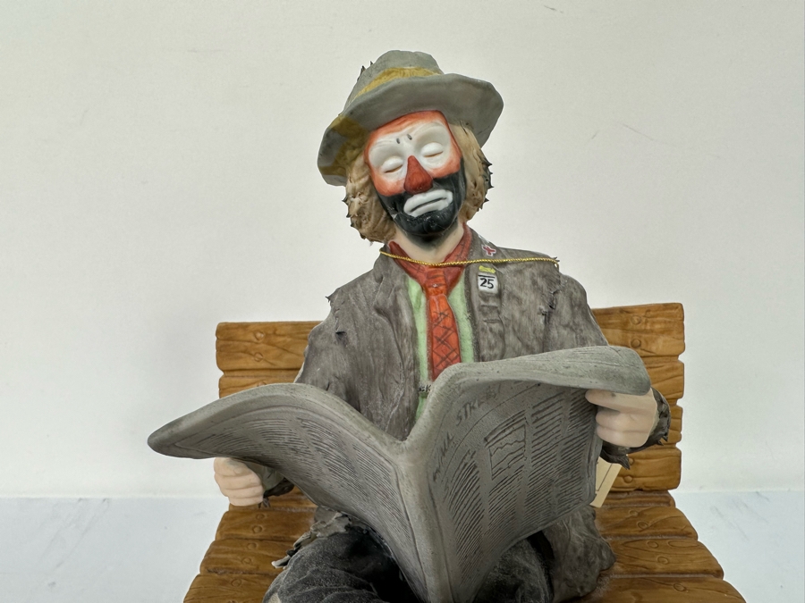 Signed Limited Edition Emmett Kelly Jr Clown Porcelain Figurine From Flambro Titled 'Big Business' Both Figurine And Wooden Base Signed By American Circus Performer Emmett Kelly Jr 9W X 9D X 9.5H [Photo 10]