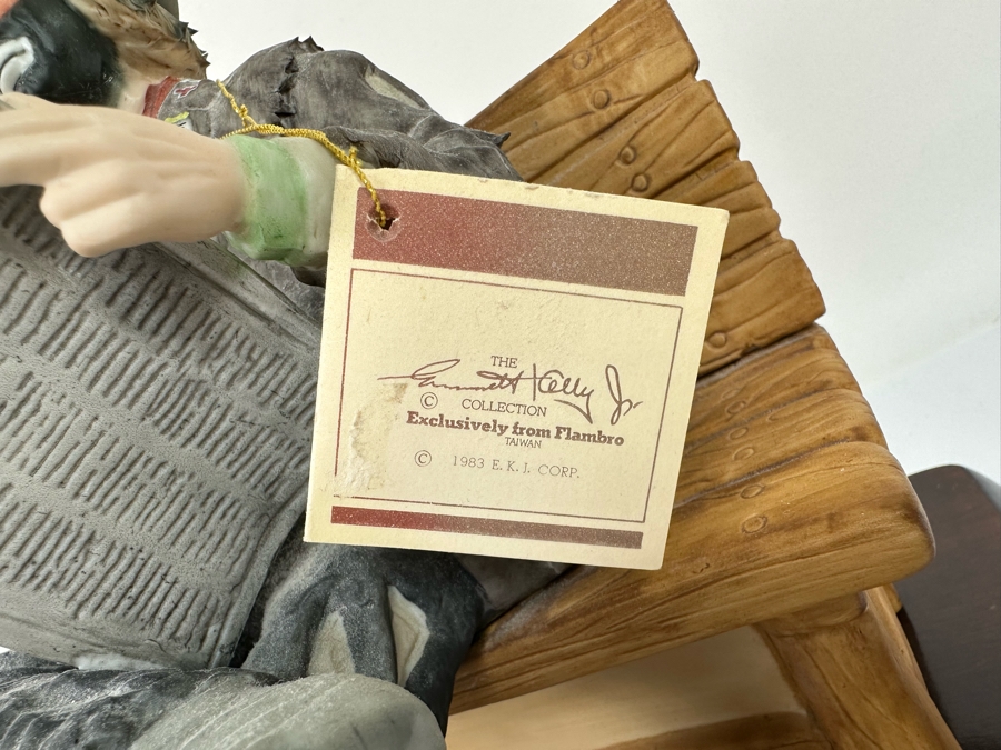 Signed Limited Edition Emmett Kelly Jr Clown Porcelain Figurine From Flambro Titled 'Big Business' Both Figurine And Wooden Base Signed By American Circus Performer Emmett Kelly Jr 9W X 9D X 9.5H [Photo 11]