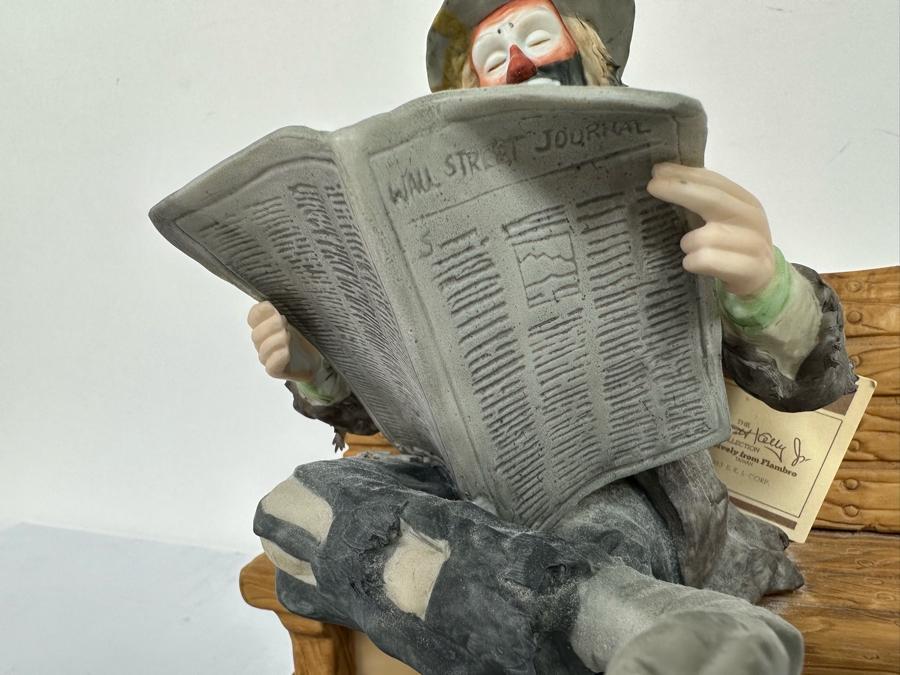 Signed Limited Edition Emmett Kelly Jr Clown Porcelain Figurine From Flambro Titled 'Big Business' Both Figurine And Wooden Base Signed By American Circus Performer Emmett Kelly Jr 9W X 9D X 9.5H [Photo 8]
