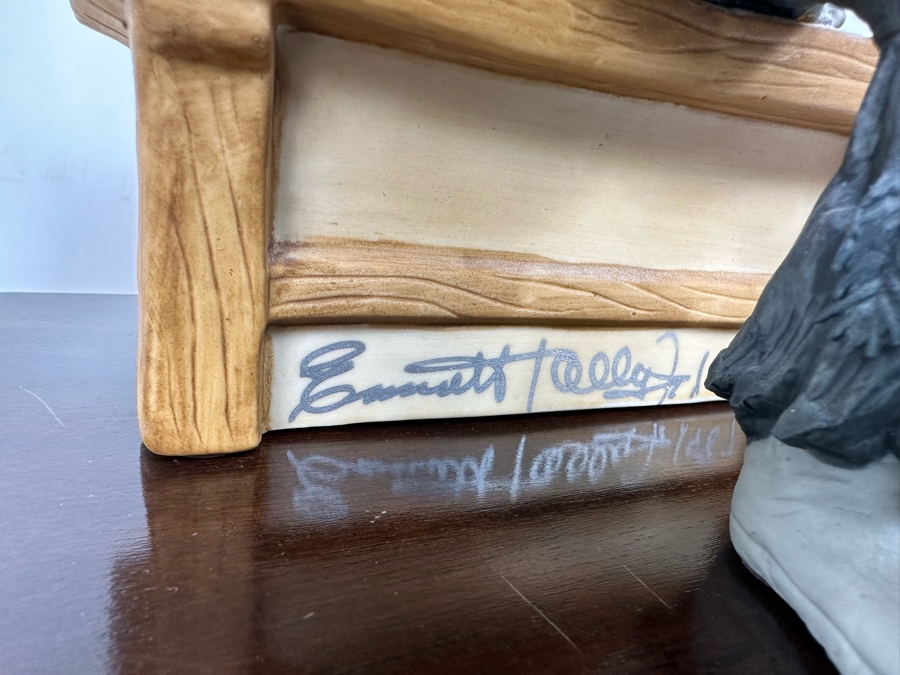 Signed Limited Edition Emmett Kelly Jr Clown Porcelain Figurine From Flambro Titled 'Big Business' Both Figurine And Wooden Base Signed By American Circus Performer Emmett Kelly Jr 9W X 9D X 9.5H [Photo 6]