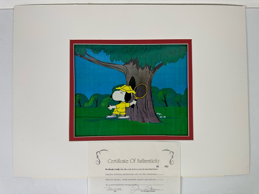 Charles Schultz Original Production Cel Of The Character Charlie Brown Hand Painted Single Cel Set-up On A Presentation Background With Certificate Of Authenticity 10 X 12 [Photo 4]