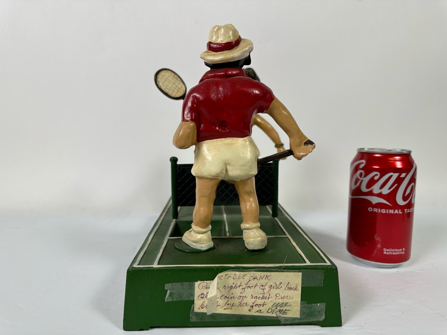 Vintage 1975 Mechanical Bank Tennis Players From The John Wright Penny Bank Collection Working 10.5W X 6D X 9H [Photo 8]
