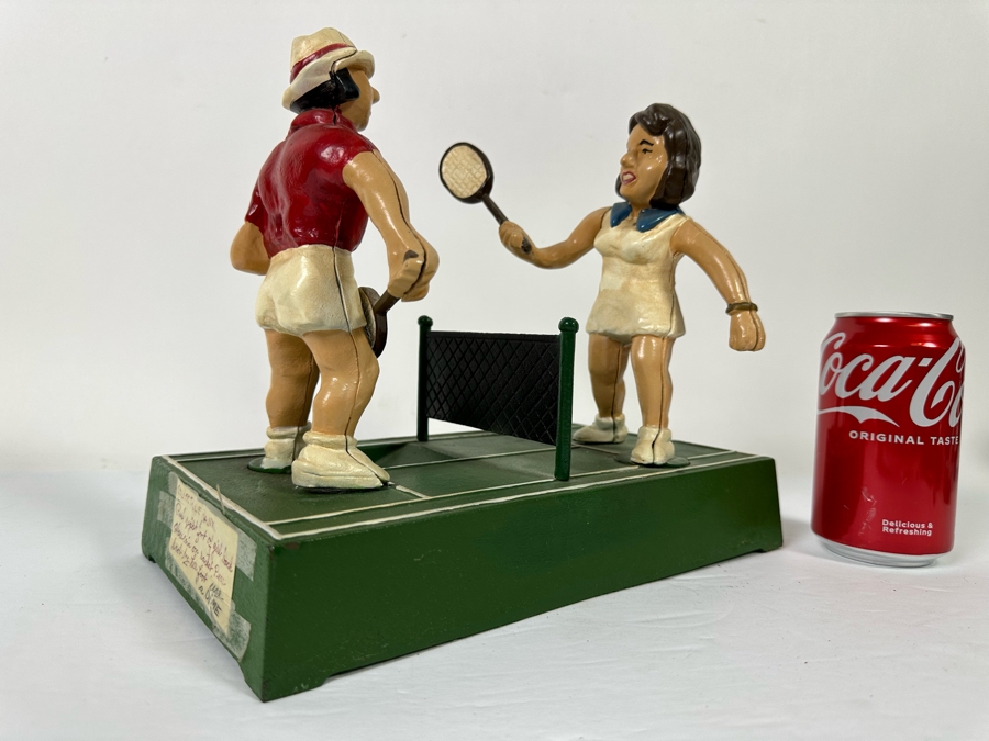 Vintage 1975 Mechanical Bank Tennis Players From The John Wright Penny Bank Collection Working 10.5W X 6D X 9H [Photo 6]