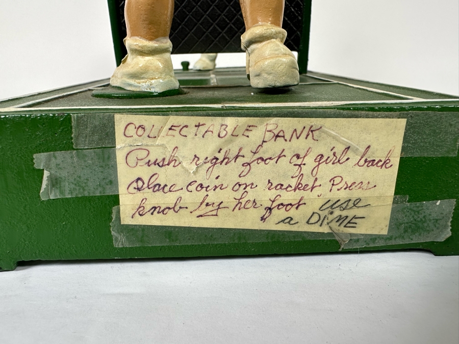 Vintage 1975 Mechanical Bank Tennis Players From The John Wright Penny Bank Collection Working 10.5W X 6D X 9H [Photo 13]