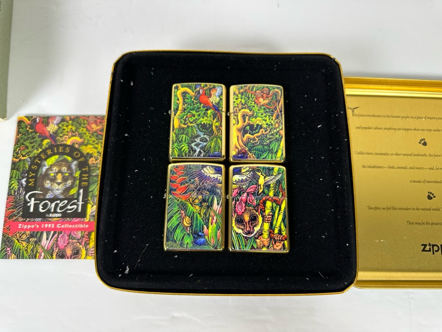 1995 Limited Edition Collector's Mysteries of The Forest Set Of Four Zippo Lighters With Tin [Photo 7]