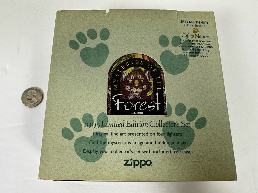 1995 Limited Edition Collector's Mysteries of The Forest Set Of Four Zippo Lighters With Tin [Photo 3]