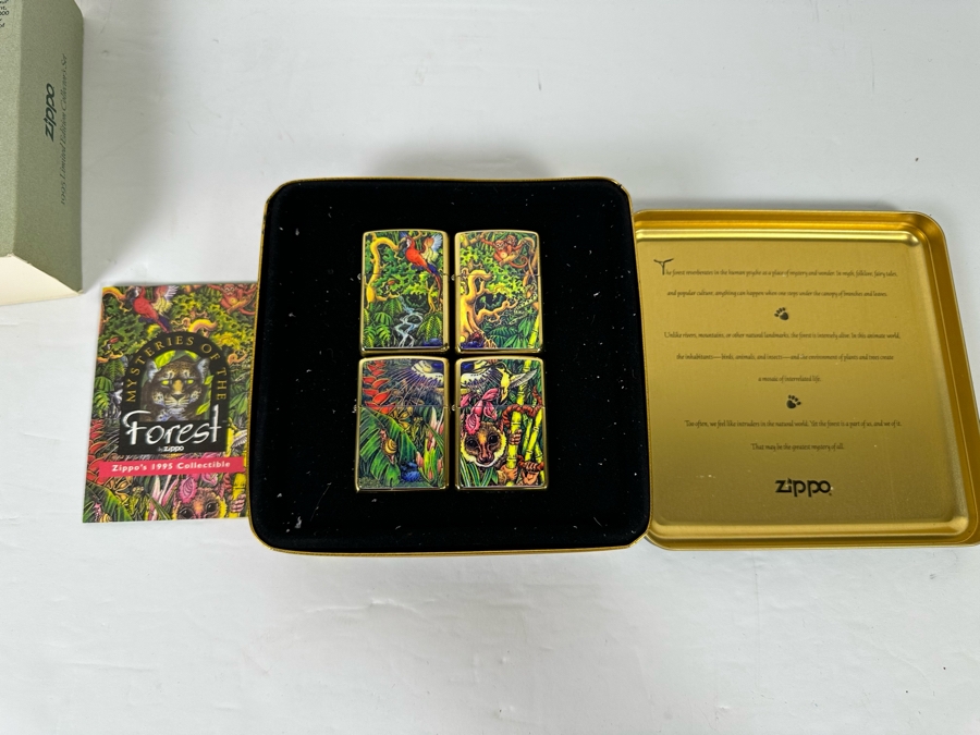 1995 Limited Edition Collector's Mysteries of The Forest Set Of Four Zippo Lighters With Tin [Photo 6]