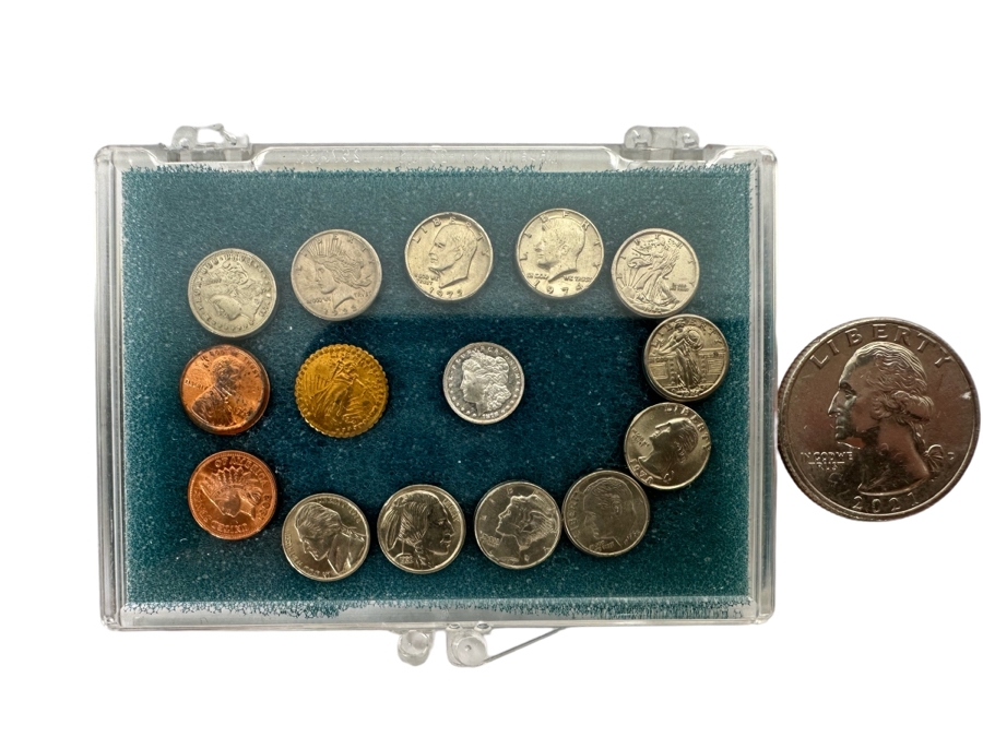 Worlds First Miniature United States Coin Type Set Includes Pure .999 Silver Mini 'CC' Morgan Dollar