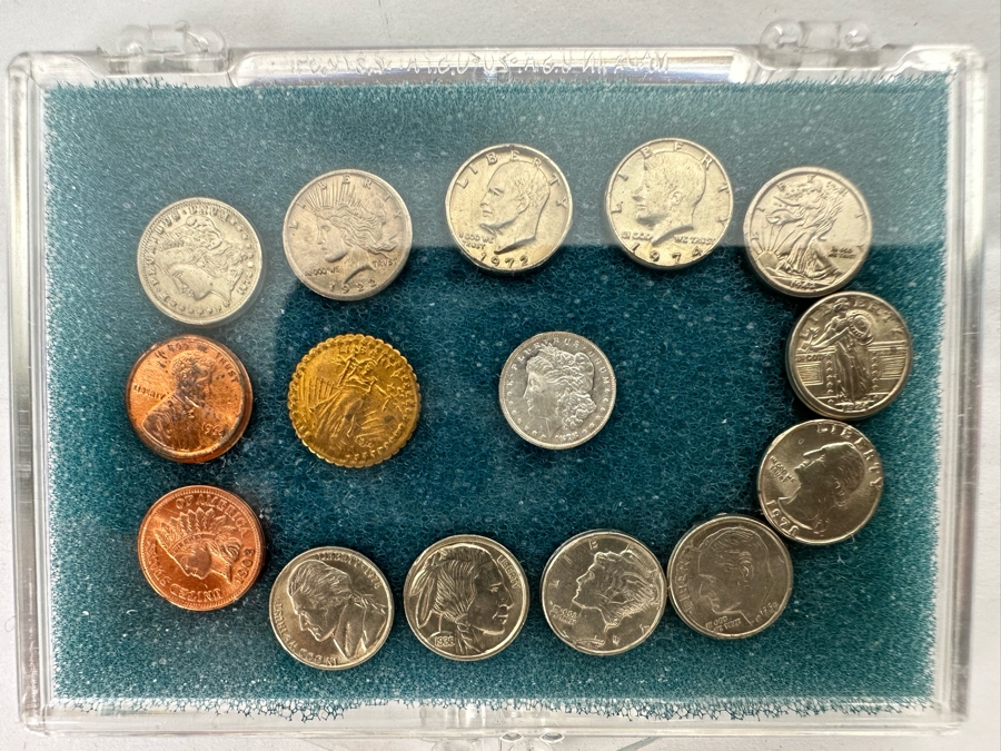 Worlds First Miniature United States Coin Type Set Includes Pure .999 Silver Mini 'CC' Morgan Dollar [Photo 3]