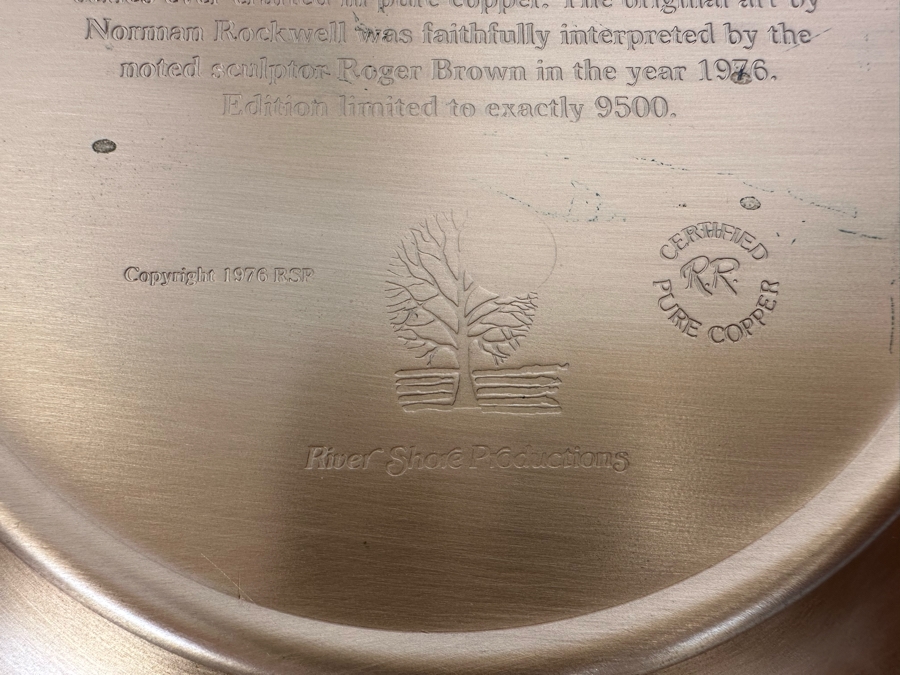 Pure Relief Copper Sculpture Norman Rockwell Plate Of Abraham Lincoln Sculpted By Roger Brown First Issue In The First Collectors' Series Limited Edition 1976 River Shore Productions 8W [Photo 10]
