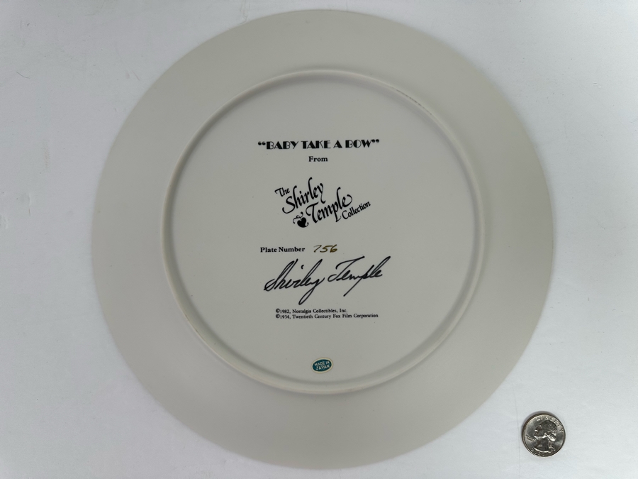 Signed Limited Edition Plate From The Shirley Temple Collection Titled 'Baby Take A Bow' Signed By Shirley Temple 10.25R [Photo 6]