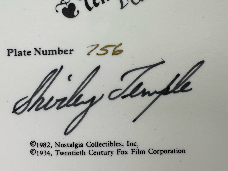 Signed Limited Edition Plate From The Shirley Temple Collection Titled 'Baby Take A Bow' Signed By Shirley Temple 10.25R [Photo 8]