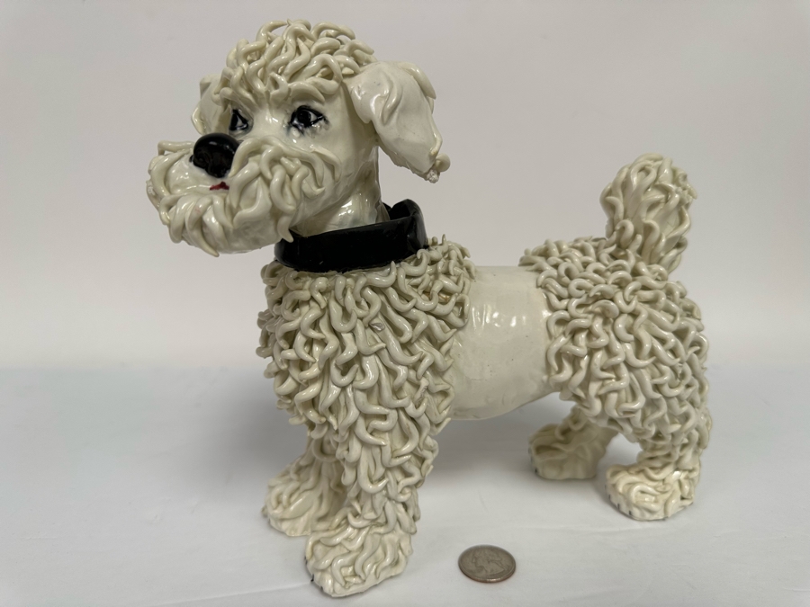 Handmade Ceramic Poodle Figurine Made In Italy 9W X 5D X 9H [Photo 3]