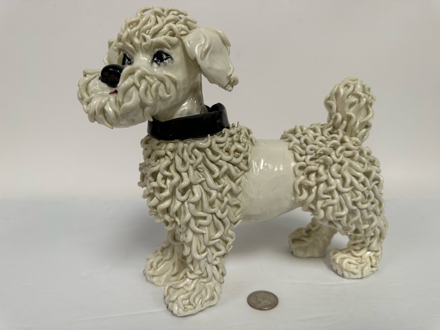 Handmade Ceramic Poodle Figurine Made In Italy 9W X 5D X 9H [Photo 2]
