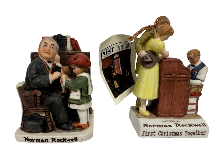 Pair Of Small Norman Rockwell Figurines By Dave Grossman Design 3.75H [Photo 1]