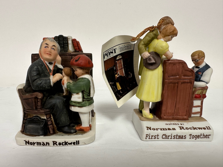 Pair Of Small Norman Rockwell Figurines By Dave Grossman Design 3.75H [Photo 2]