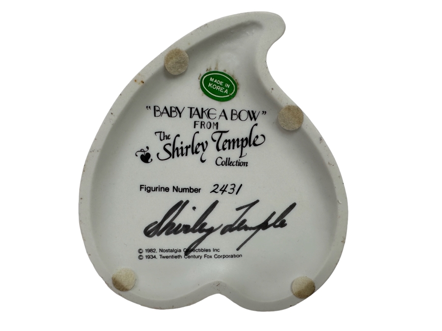 Signed Limited Edition Shirley Temple Collection Figurine Titled 'Baby Take A Bow' 1982 Nostalgia Collectibles Signed By Shirley Temple 6.25H [Photo 3]