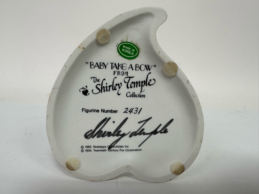 Signed Limited Edition Shirley Temple Collection Figurine Titled 'Baby Take A Bow' 1982 Nostalgia Collectibles Signed By Shirley Temple 6.25H [Photo 9]