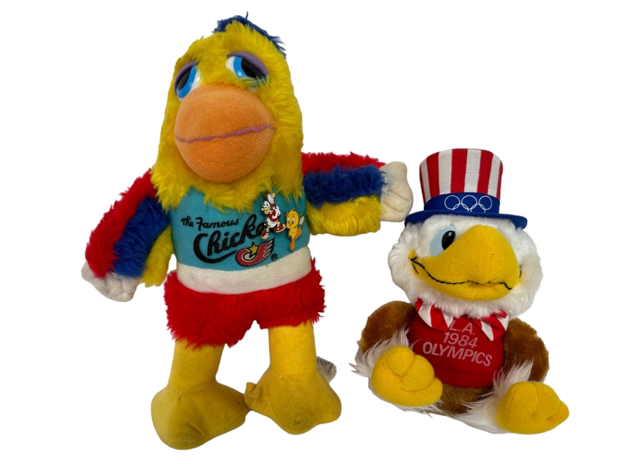 The Famous San Diego Chicken Plush With Pins 12H And The L.A. 1984 Olympics Plush 7.5H [Photo 1]