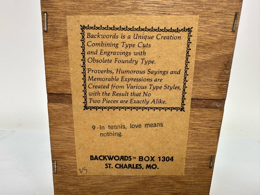 In Tennis Love Means Nothing By Backwords Box 4.5W X 1.25D X 7H [Photo 6]