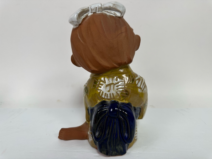 Vintage 1970s UCTCI Japan Studio Pottery Girl With Kitten 6W X 5D X 9H [Photo 7]