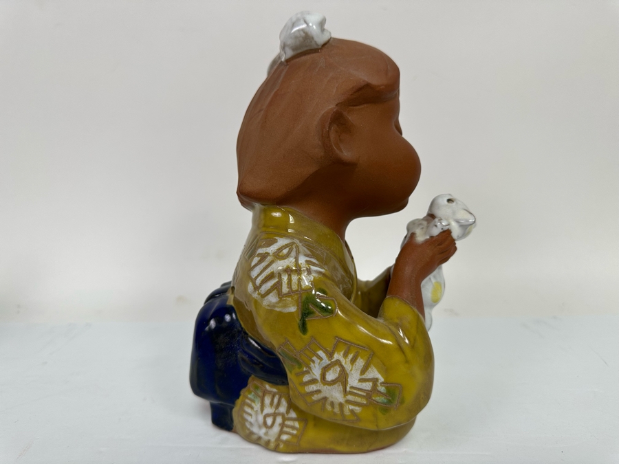 Vintage 1970s UCTCI Japan Studio Pottery Girl With Kitten 6W X 5D X 9H [Photo 8]