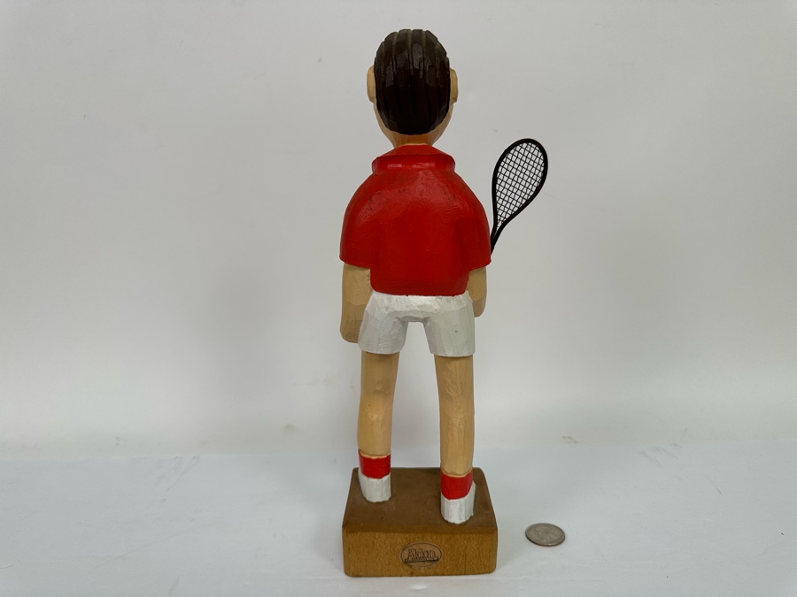 Carved Wooden Male Tennis Player Figurine By Aldon Accessories Ltd 12H [Photo 6]