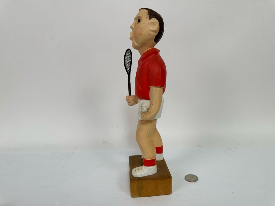 Carved Wooden Male Tennis Player Figurine By Aldon Accessories Ltd 12H [Photo 5]