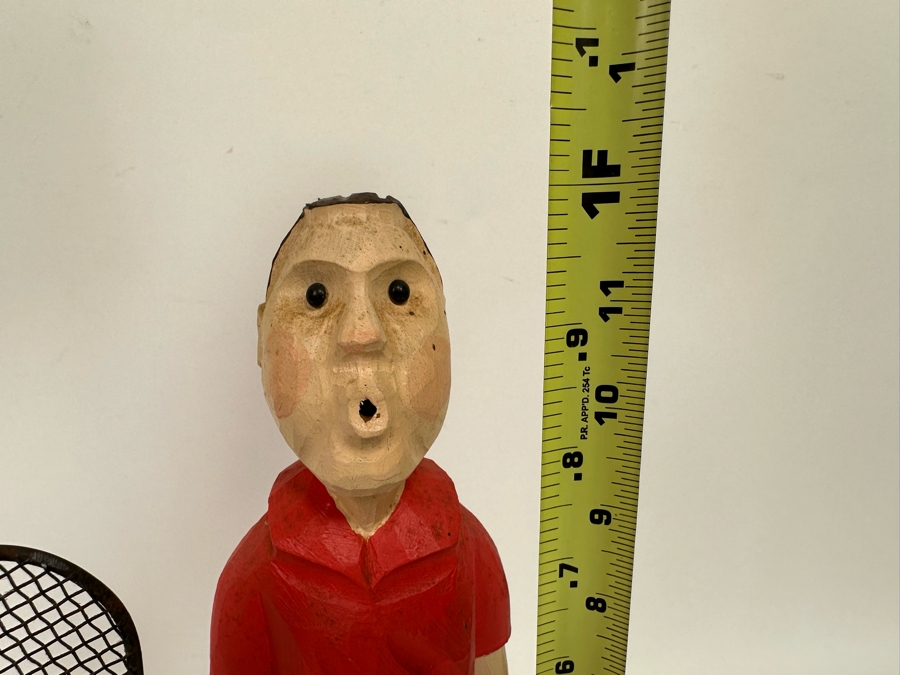 Carved Wooden Male Tennis Player Figurine By Aldon Accessories Ltd 12H [Photo 9]
