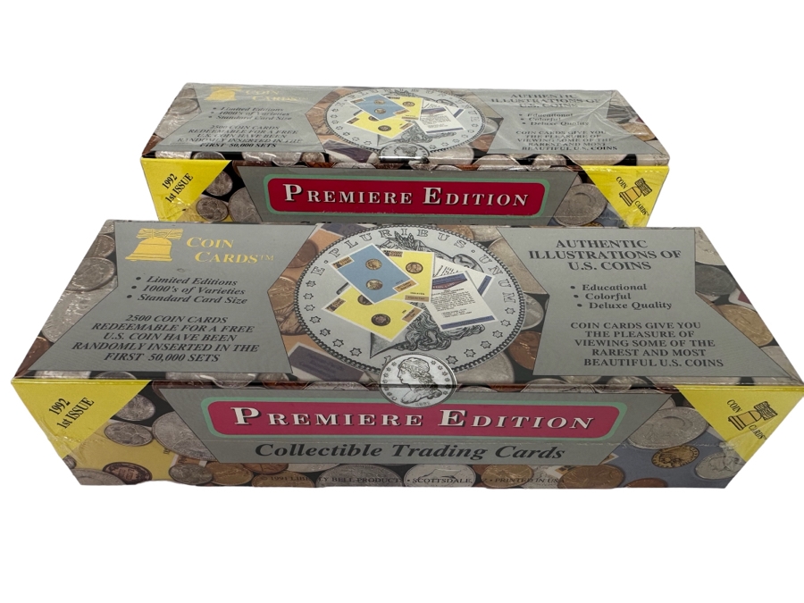 Pair Of Premiere Edition Collectible Trading Cards Sets - One Set Is Sealed 1992 1st Issue Each Box Is Single Set With 50 Cards [Photo 1]