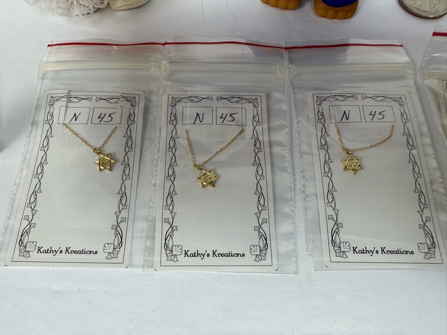 Israelite Troll Dolls With Three New Star Of David Doll Necklaces By Kathy's Kreations And Pair Of Kathy's Kreations Jewish Book Cases [Photo 8]