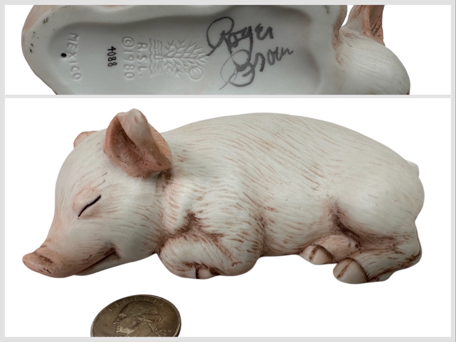 Hand Signed Roger Brown Pig Figurine R.S.L. 1980 5.5L [Photo 1]