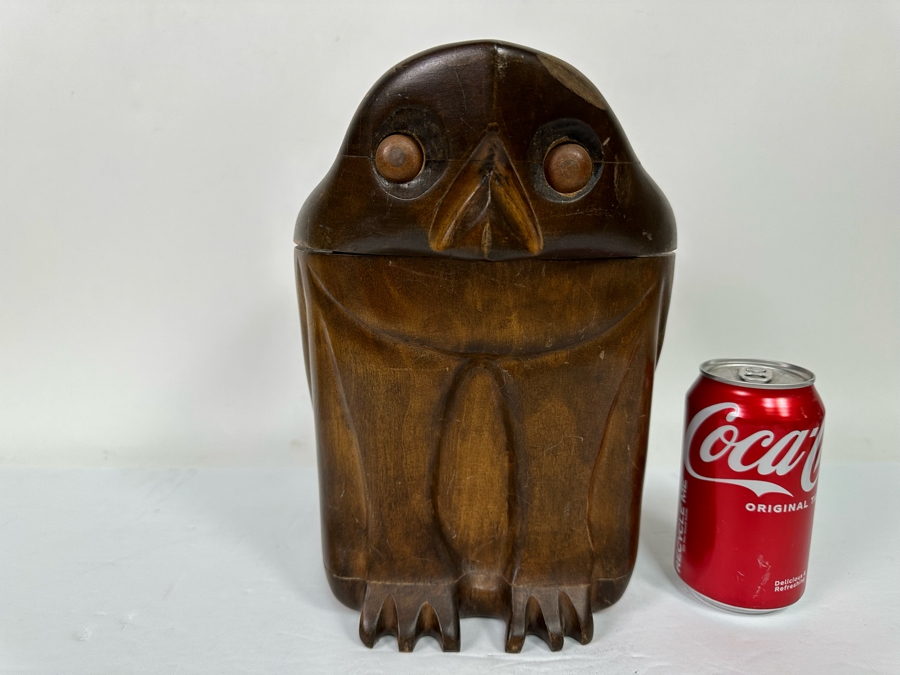 Carved Wooden Owl Box 6.5W X 8D X 10.5H [Photo 3]