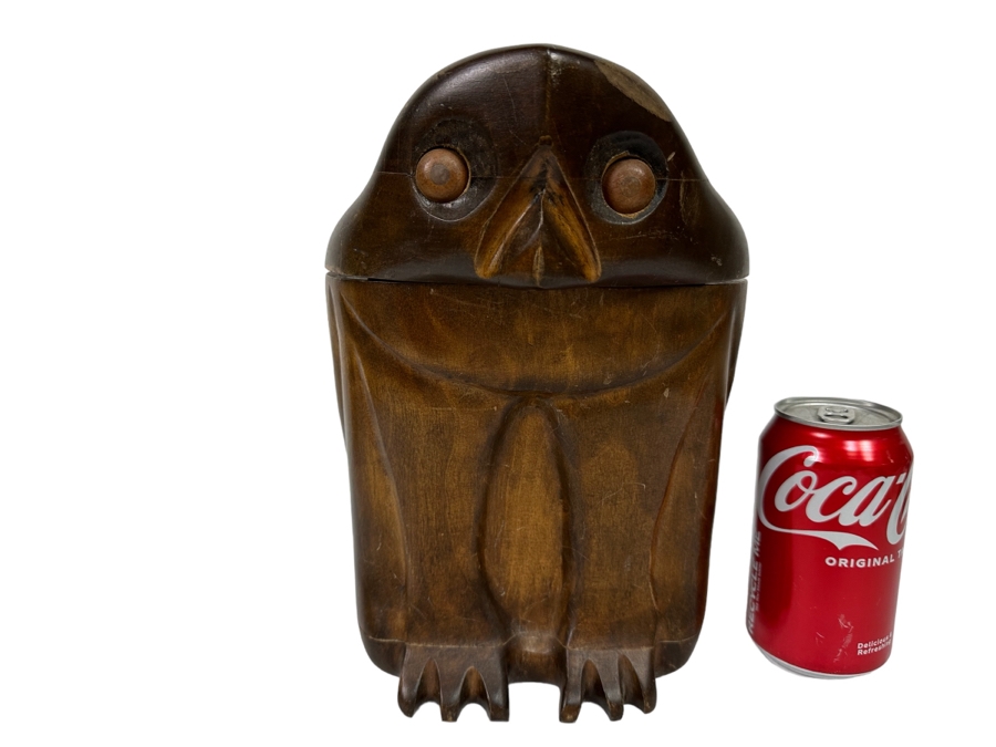 Carved Wooden Owl Box 6.5W X 8D X 10.5H [Photo 2]