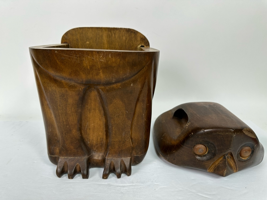 Carved Wooden Owl Box 6.5W X 8D X 10.5H [Photo 9]