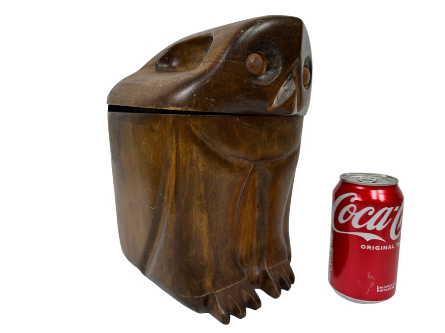 Carved Wooden Owl Box 6.5W X 8D X 10.5H [Photo 1]